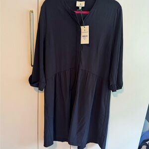 Tuckernuck Navy Crepe Royal Shirt Dress